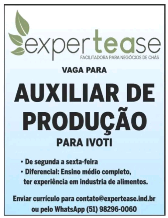 Auxiliar de produção - Ivoti