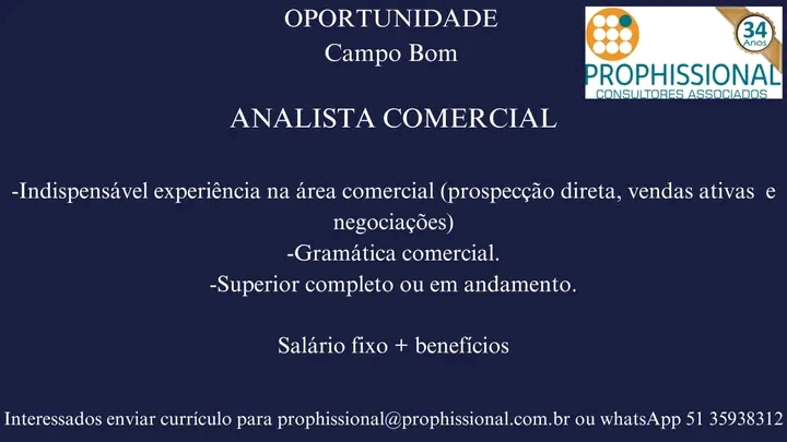 Analista Comercial - Campo Bom