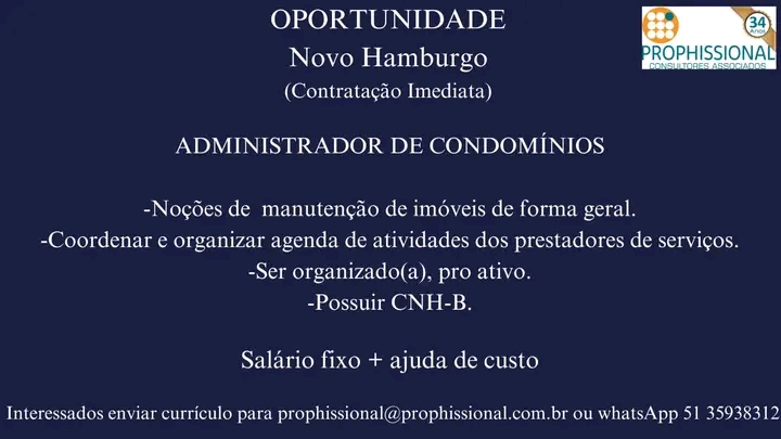 Administrador de condomínios - NH