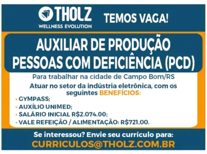 Auxiliar de Produção PCD - Campo Bom