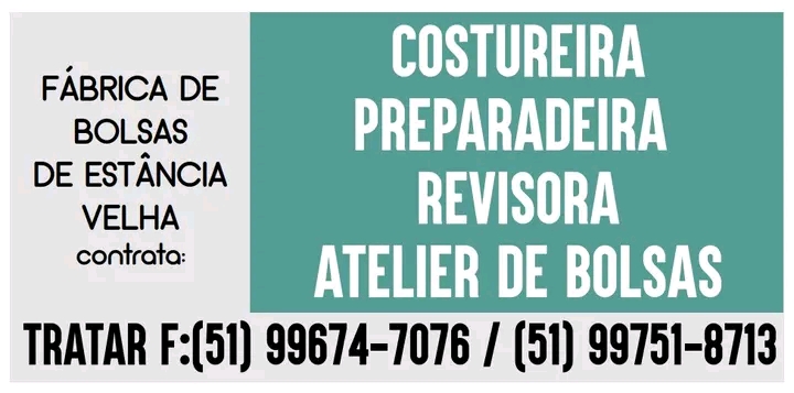 Costureira  / Preparadeira / revisadora / atelier - Estância Velha 