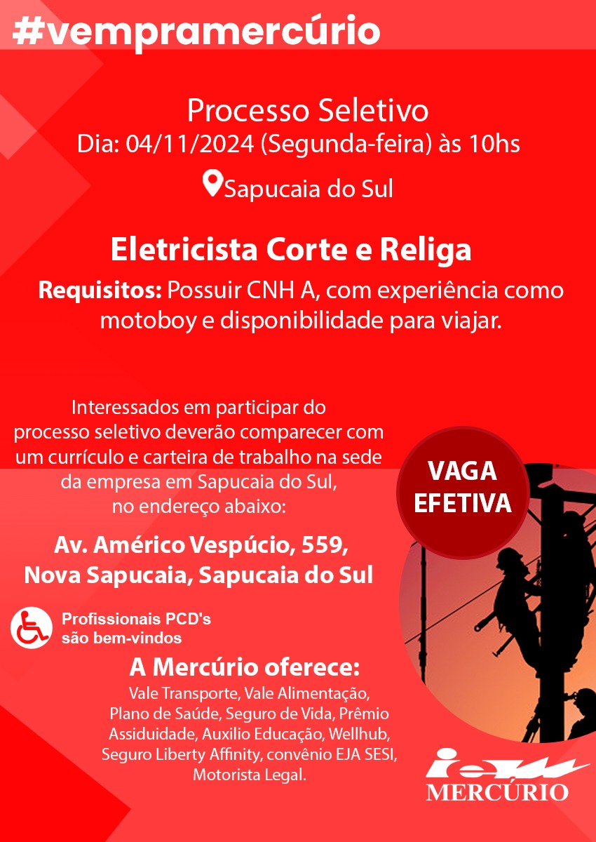 Eletricista corte e religa - Sapucaia 