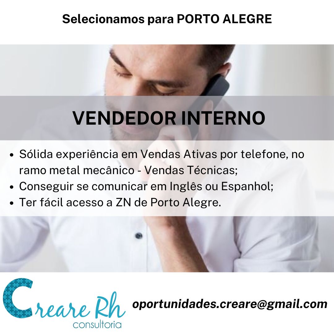 Vendedor interno - Porto Alegre 