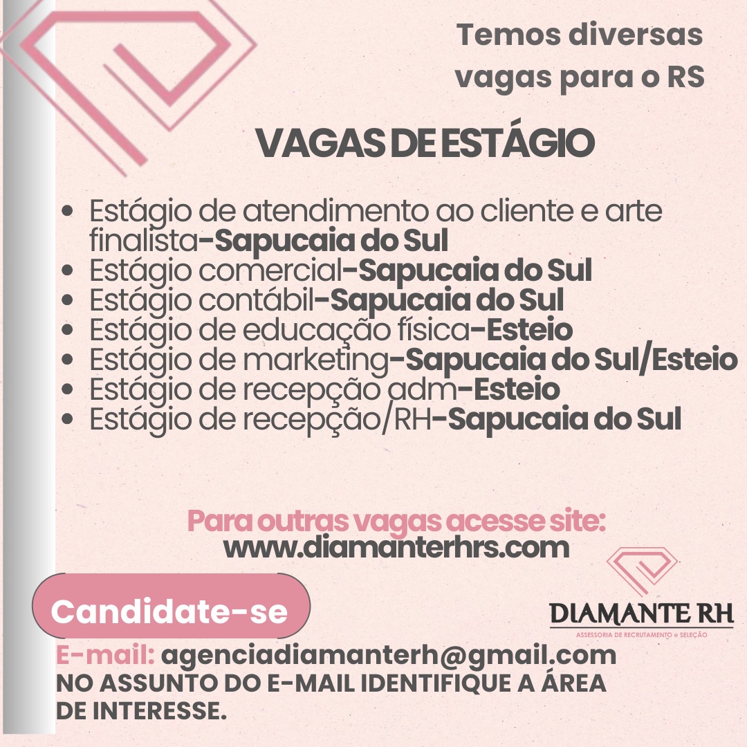 Vagas da Agência Diamante RH