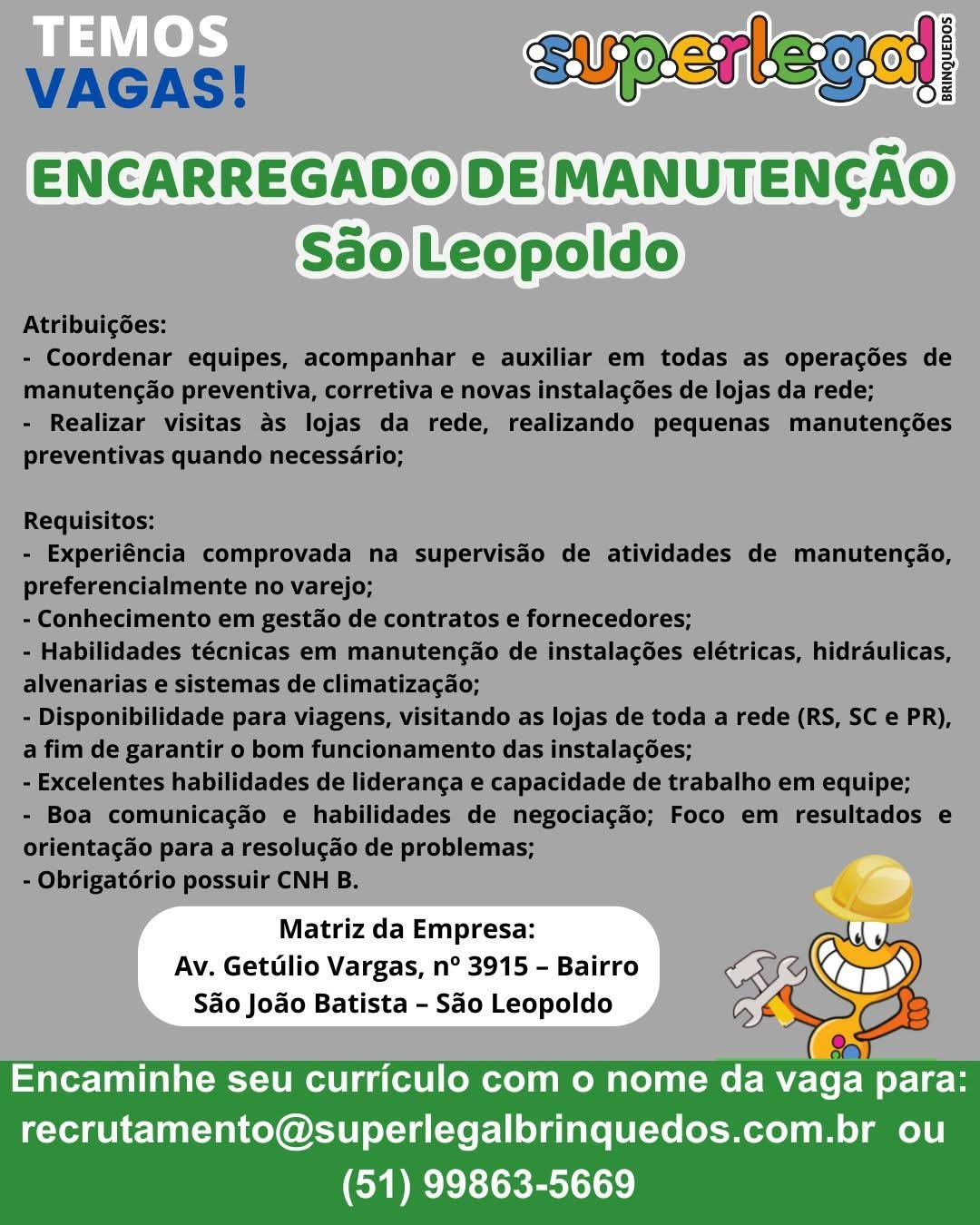 Encarregado de manutenção - SL