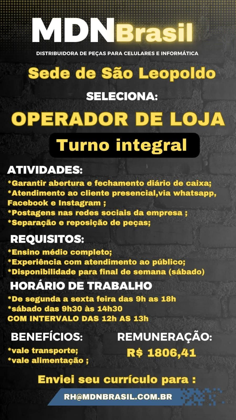 Operador de loja - SL