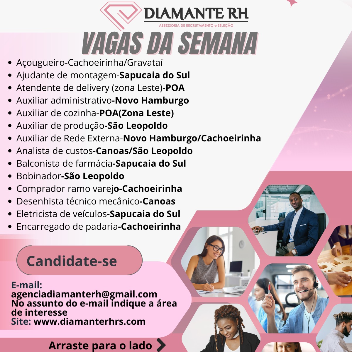 Vagas da Agência Diamante RH