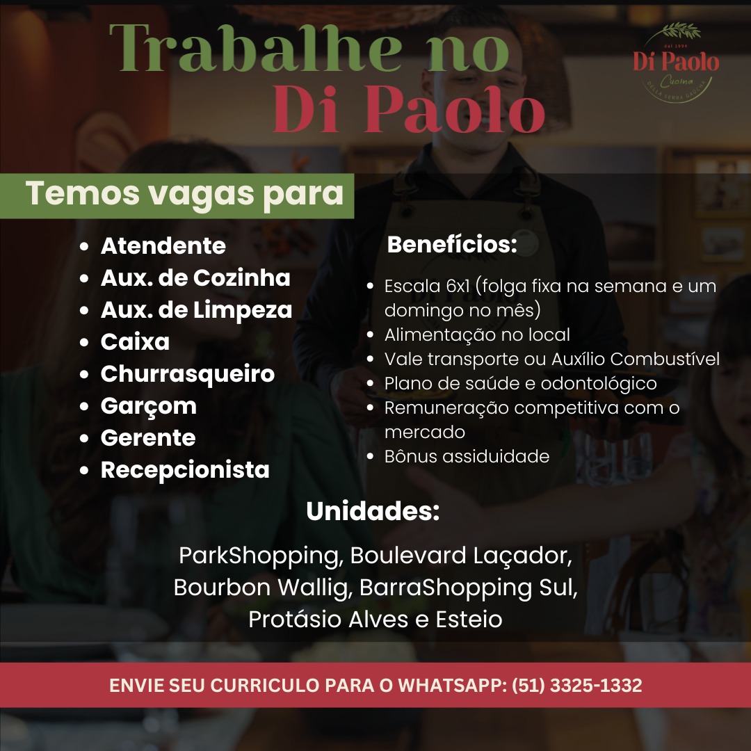 Vagas Di Paolo - Esteio e Porto Alegre 