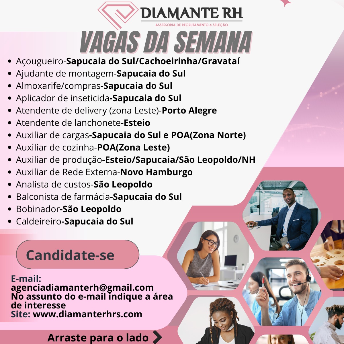 Vagas da Agência Diamante RH