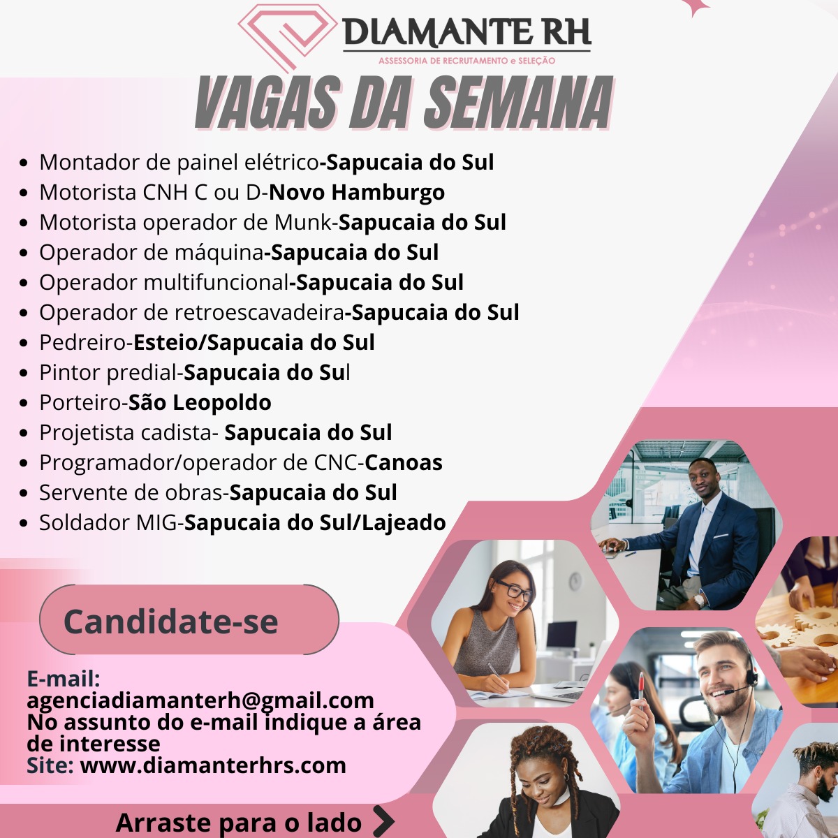 Vagas da Agência Diamante RH