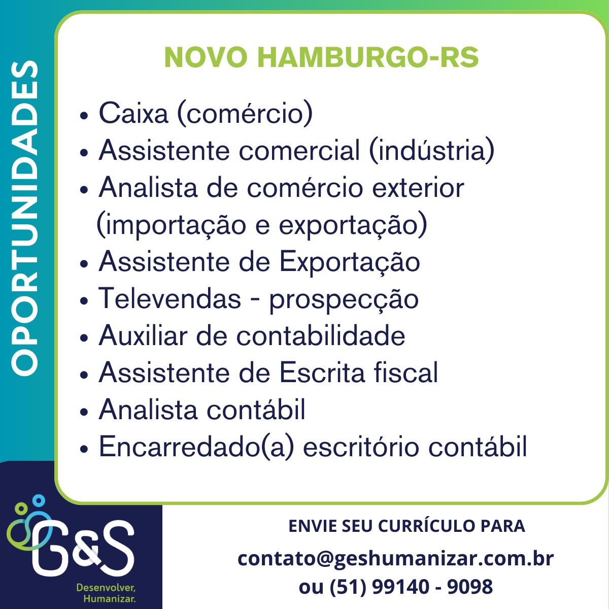 Vagas da Agência G&S Recursos Humanos 