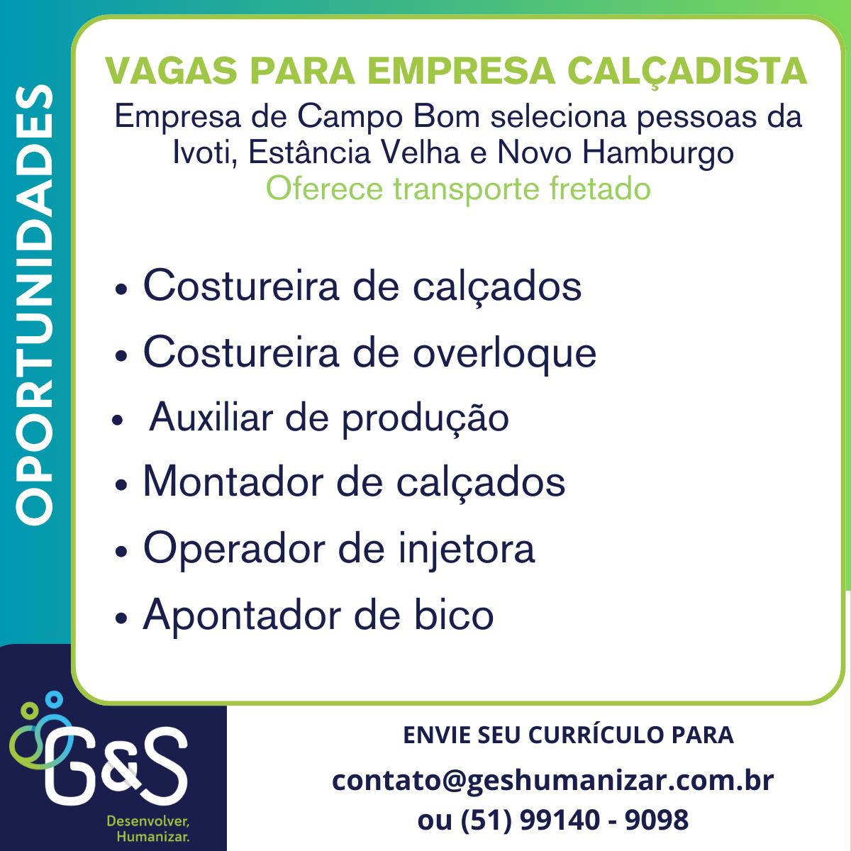 Vagas da Agência G&S Recursos Humanos 