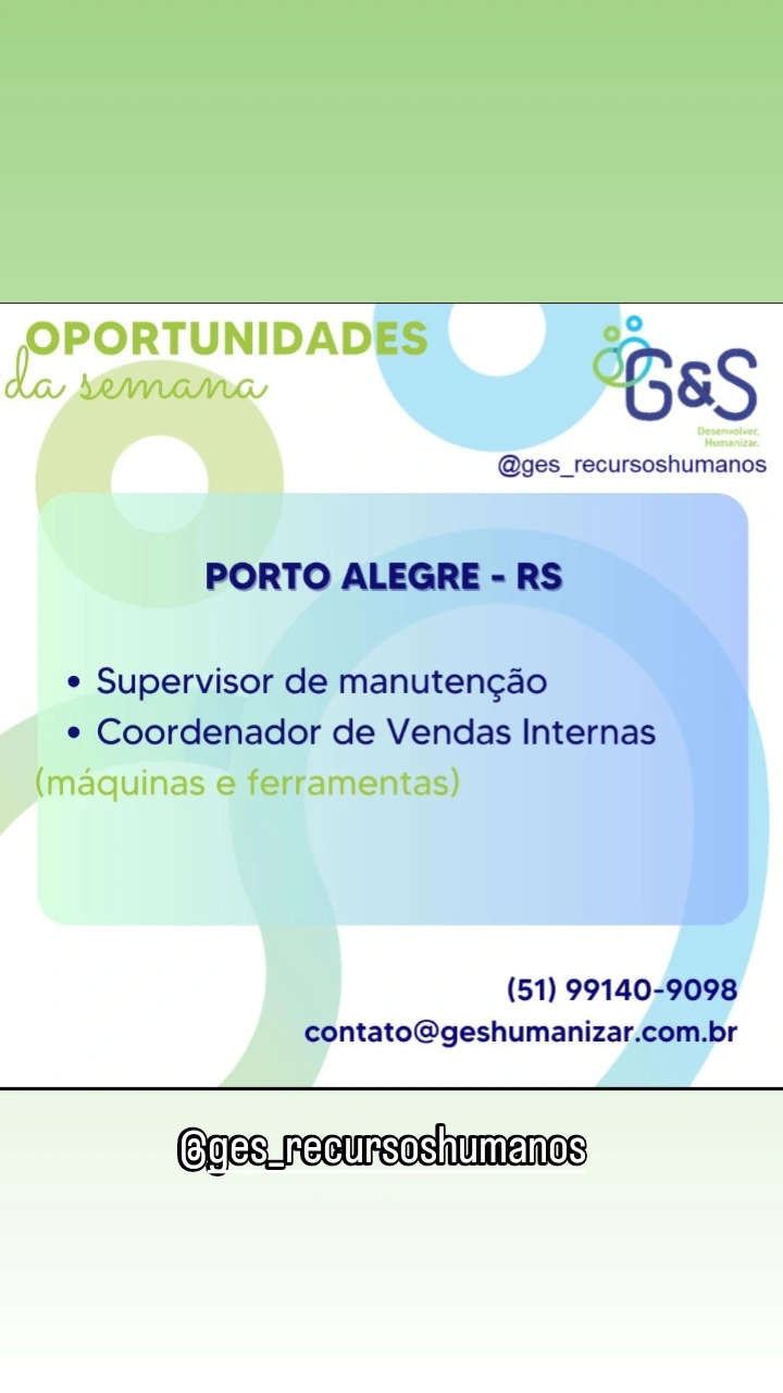 Vagas da Agência G&S Recursos Humanos 