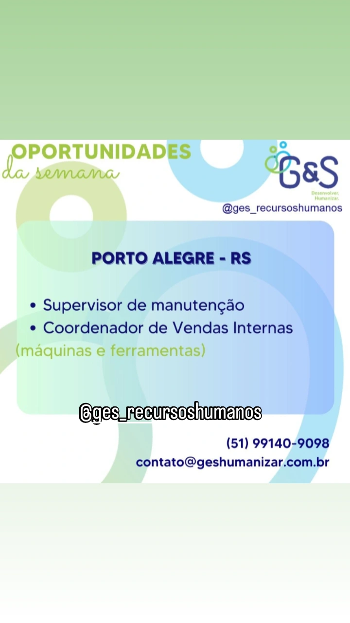 Vagas da Agência G&S Recursos Humanos 