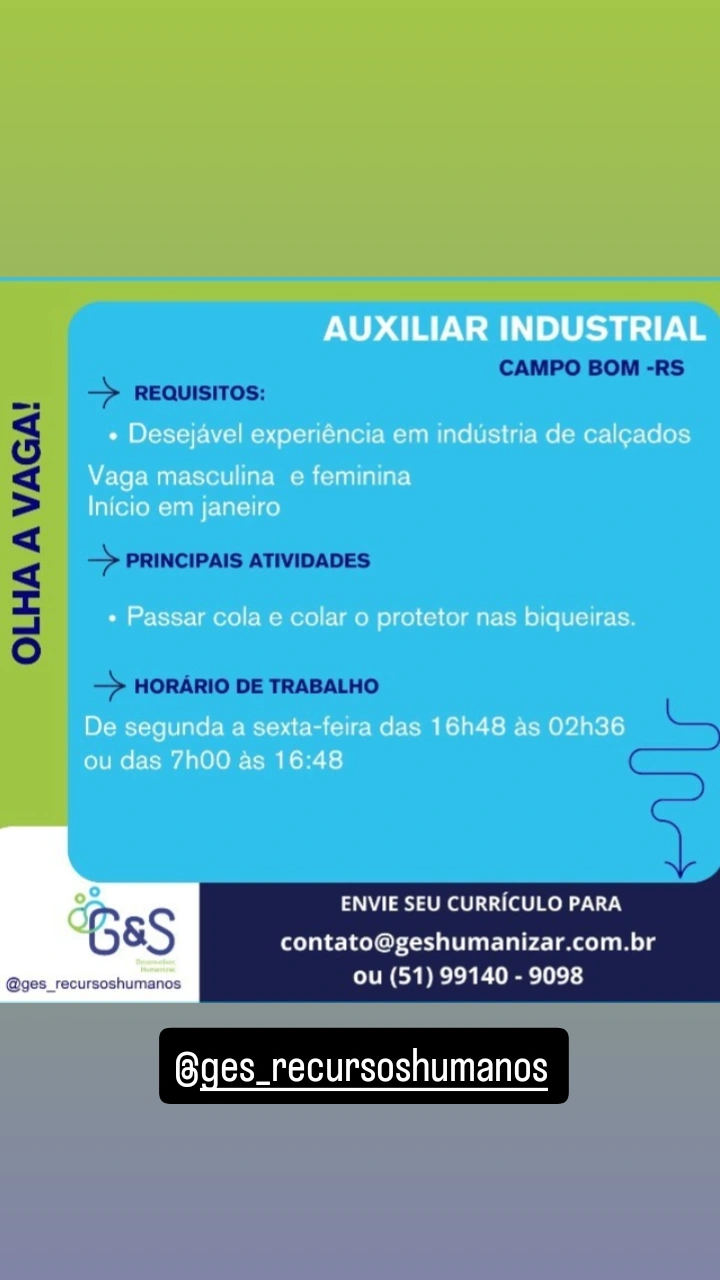 Auxiliar industrial - Campo Bom